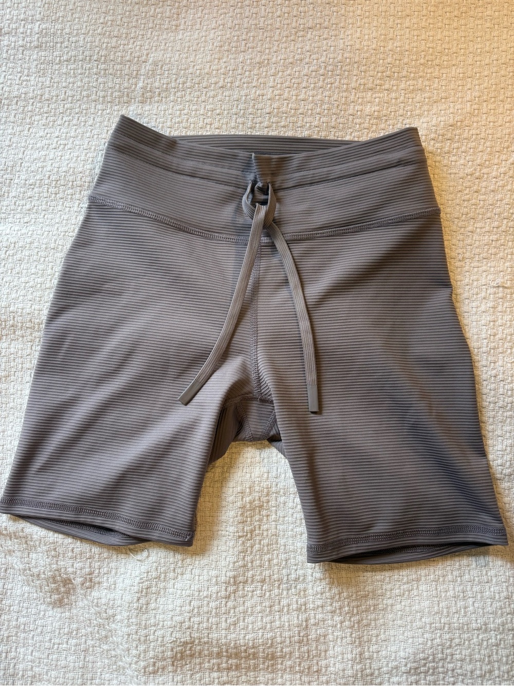 Ribbed High-Rise Bike Shorts with Drawstring